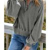 Azura Exchange Washed Snap Buttons Lantern Sleeve Pullover Sweatshirt – 2XL