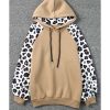 Azura Exchange Leopard Bishop Sleeve Hooded Sweatshirt – L