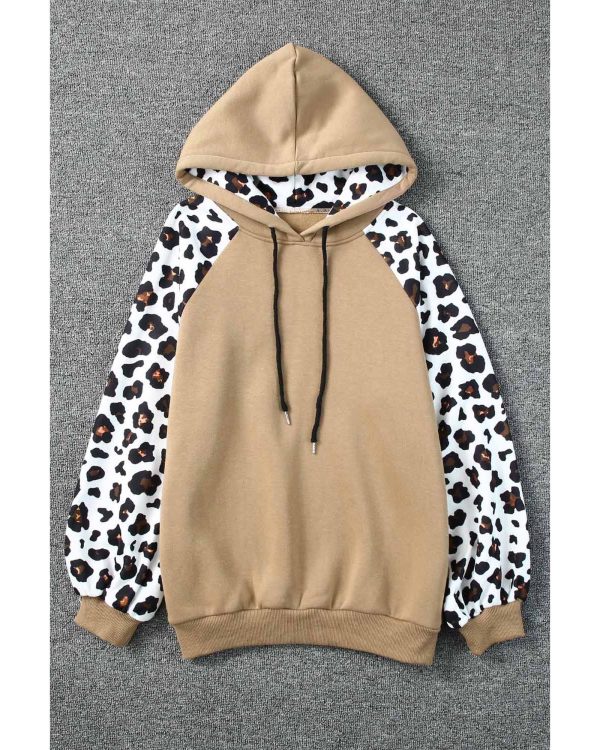 Azura Exchange Leopard Bishop Sleeve Hooded Sweatshirt – L