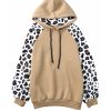 Azura Exchange Leopard Bishop Sleeve Hooded Sweatshirt – L