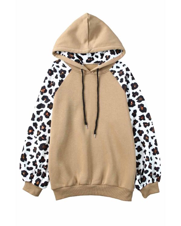 Azura Exchange Leopard Bishop Sleeve Hooded Sweatshirt – L