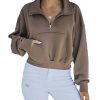 Azura Exchange Zipped Cropped Sweatshirt with Pocket – L