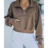 Azura Exchange Zipped Cropped Sweatshirt with Pocket – L