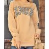 Azura Exchange Leopard Letter Print Oversized Pullover Sweatshirt – S