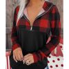 Azura Exchange Buffalo Plaid Zip Pullover Hooded Top – L