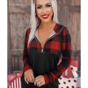 Azura Exchange Buffalo Plaid Zip Pullover Hooded Top – L