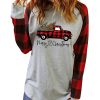 Azura Exchange Merry Christmas Plaid Patchwork Pullover Sweatshirt – 2XL