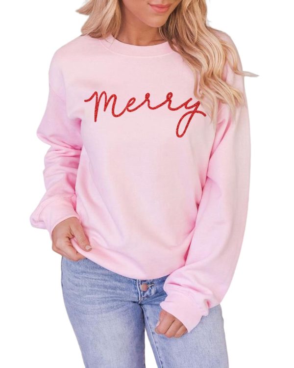 Azura Exchange Merry Letter Print Sweatshirt – 2XL