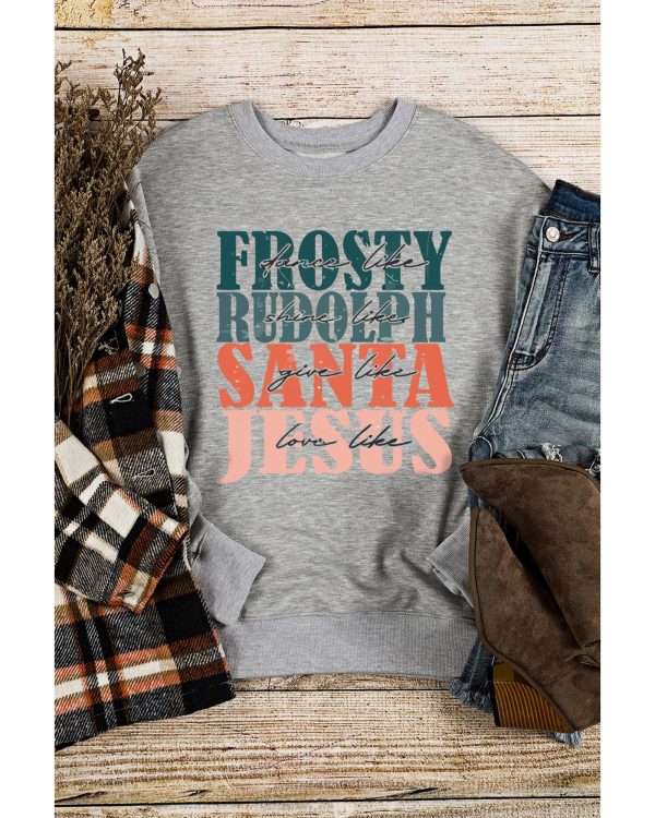 Azura Exchange Long Sleeve Sweatshirt with Frosty Rudolph and Santa Jesus – L