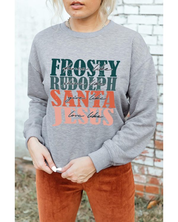 Azura Exchange Long Sleeve Sweatshirt with Frosty Rudolph and Santa Jesus – L