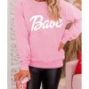 Azura Exchange Letters Print Sweatshirt with Ribbed Knit Trim – 2XL