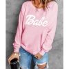 Azura Exchange Letters Print Sweatshirt with Ribbed Knit Trim – L