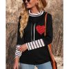 Azura Exchange Glitter Heart Print Striped Cowl Neck Sweatshirt – M