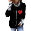 Azura Exchange Glitter Heart Print Striped Cowl Neck Sweatshirt – M