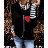 Azura Exchange Glitter Heart Print Striped Cowl Neck Sweatshirt – M