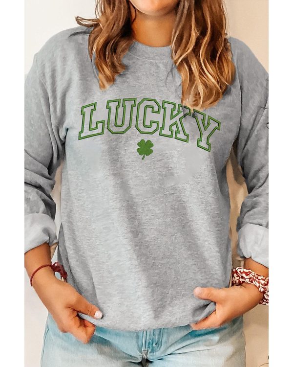 Azura Exchange Clover Embroidered Pullover Sweatshirt – L