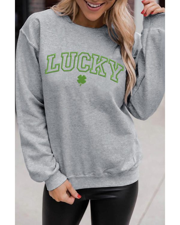 Azura Exchange Clover Embroidered Pullover Sweatshirt – L