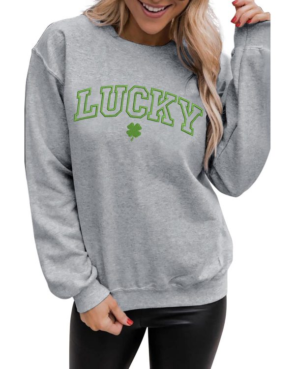 Azura Exchange Clover Embroidered Pullover Sweatshirt – L