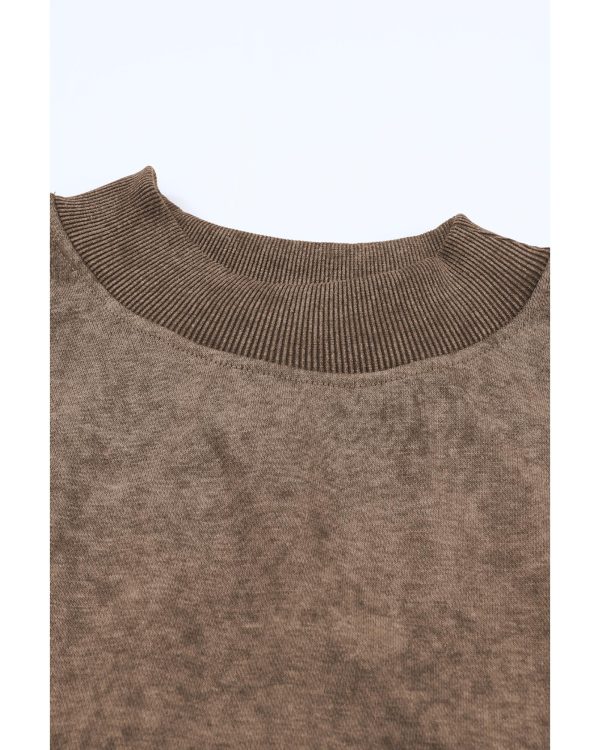 Azura Exchange Relaxed Brown Crew Neck Sweatshirt with Drop Shoulder Design – L