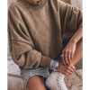 Azura Exchange Relaxed Brown Crew Neck Sweatshirt with Drop Shoulder Design – L