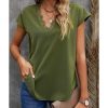 Azura Exchange Lace Trim V Neck T-shirt – 2XL