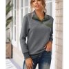 Azura Exchange Quilted Stand Neck Sweatshirt with Fake Front Pocket – L