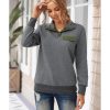 Azura Exchange Quilted Stand Neck Sweatshirt with Fake Front Pocket – L