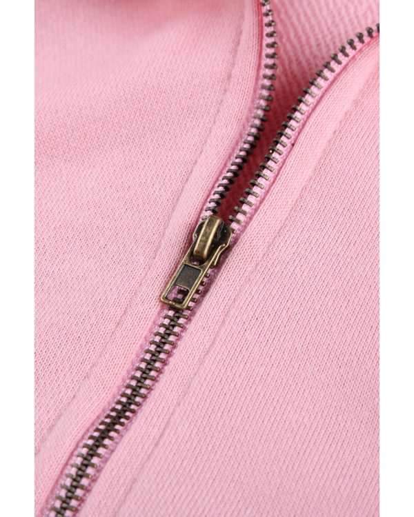 Azura Exchange Cotton Half Zip Pink Sweatshirt with Pocket – 2XL