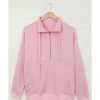 Azura Exchange Cotton Half Zip Pink Sweatshirt with Pocket – 2XL