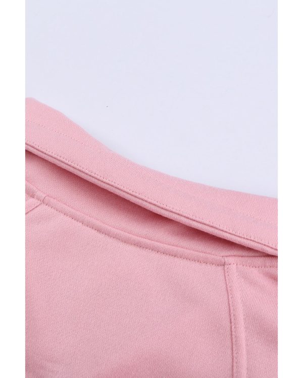 Azura Exchange Cotton Half Zip Pink Sweatshirt with Pocket – 2XL