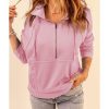 Azura Exchange Cotton Half Zip Pink Sweatshirt with Pocket – 2XL