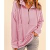 Azura Exchange Cotton Half Zip Pink Sweatshirt with Pocket – 2XL