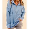 Azura Exchange Pocketed Half Zip Pullover Sky Blue Sweatshirt – 2XL