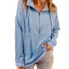 Azura Exchange Pocketed Half Zip Pullover Sky Blue Sweatshirt – 2XL