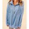 Azura Exchange Pocketed Half Zip Pullover Sky Blue Sweatshirt – 2XL