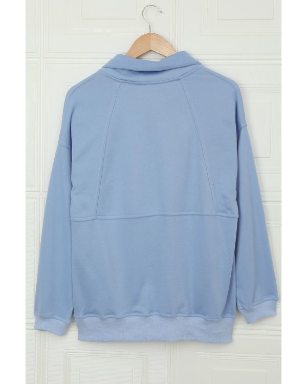 Azura Exchange Pocketed Half Zip Pullover Sky Blue Sweatshirt – 2XL