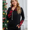 Azura Exchange Plaid Double Hoods Thumb Hole Hoodie – M