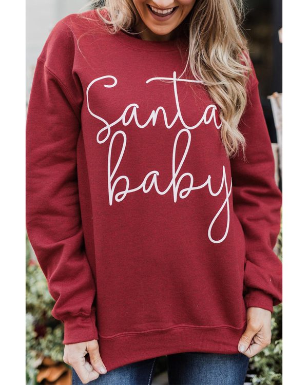 Azura Exchange Santa Baby Print Pullover Sweatshirt – M