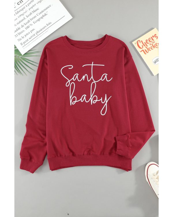 Azura Exchange Santa Baby Print Pullover Sweatshirt – M