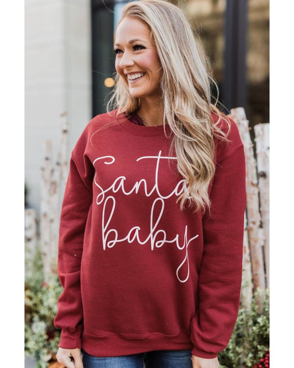 Azura Exchange Santa Baby Print Pullover Sweatshirt – M