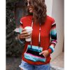 Azura Exchange Drawstring Striped Color Block Hoodie – S