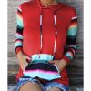 Azura Exchange Drawstring Striped Color Block Hoodie – S