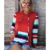 Azura Exchange Drawstring Striped Color Block Hoodie – S