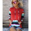 Azura Exchange Drawstring Striped Color Block Hoodie – S