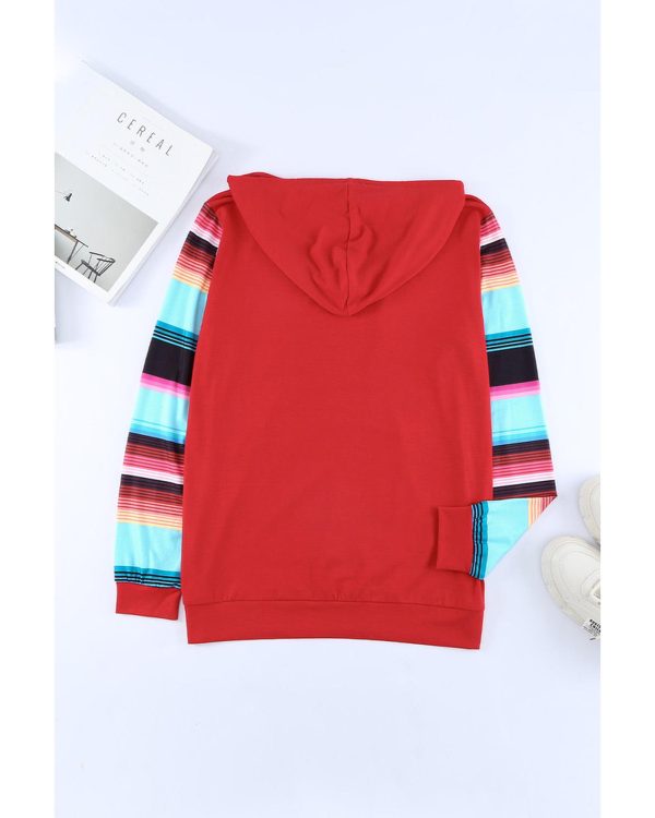 Azura Exchange Drawstring Striped Color Block Hoodie – S