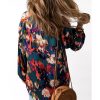 Azura Exchange Graffiti Printed V Neck Puff Sleeve Blouse – L