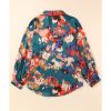 Azura Exchange Graffiti Printed V Neck Puff Sleeve Blouse – L