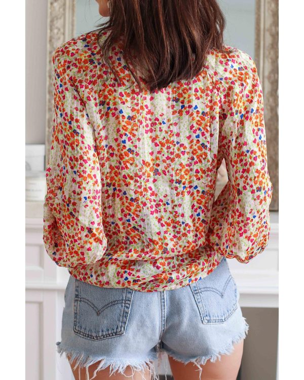 Azura Exchange Boho Floral Print Button Front Shirt – L