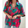 Azura Exchange V Neck Abstract Print Blouse – M