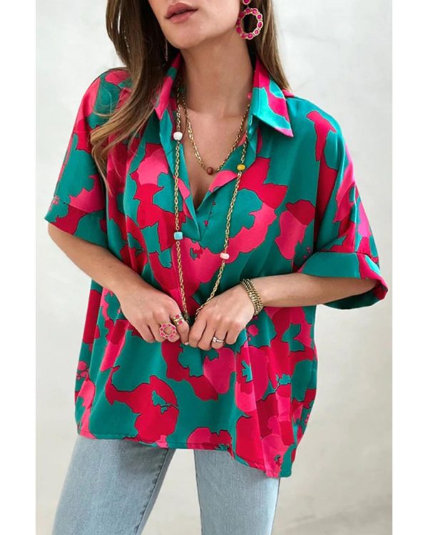 Azura Exchange V Neck Abstract Print Blouse – M